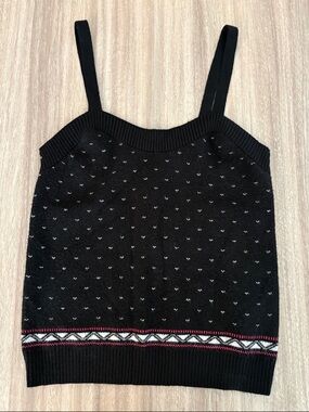 Maeve Black Knit Tank with Red and White Trim